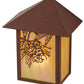 Meyda Lighting Seneca 9" Rust Powder Coat Winter Pine Wall Sconce With Beige Iridescent Art Shade Glass