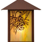 Meyda Lighting Seneca 9" Rust Powder Coat Winter Pine Wall Sconce With Beige Iridescent Art Shade Glass