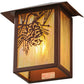 Meyda Lighting Seneca 9" Rust Powder Coat Winter Pine Wall Sconce With Beige Iridescent Art Shade Glass