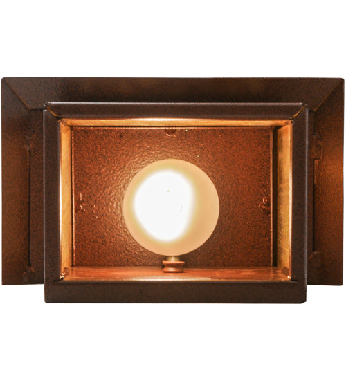 Meyda Lighting Seneca 9" Rust Powder Coat Winter Pine Wall Sconce With Beige Iridescent Art Shade Glass