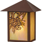 Meyda Lighting Seneca 9" Rust Powder Coat Winter Pine Wall Sconce With Beige Iridescent Art Shade Glass