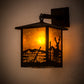 Meyda Lighting Seneca 9" Textured Black Deer Creek Hanging Wall Sconce With Amber Mica Shade Glass
