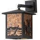 Meyda Lighting Seneca 9" Textured Black Deer Creek Hanging Wall Sconce With Amber Mica Shade Glass