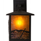 Meyda Lighting Seneca 9" Textured Black Deer Creek Hanging Wall Sconce With Amber Mica Shade Glass