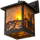 Meyda Lighting Seneca 9" Textured Black Deer Creek Hanging Wall Sconce With Amber Mica Shade Glass