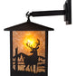 Meyda Lighting Seneca 9" Textured Black Deer Creek Hanging Wall Sconce With Amber Mica Shade Glass