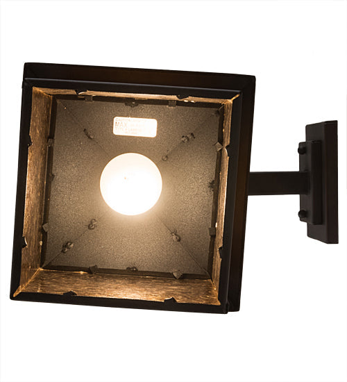 Meyda Lighting Seneca 9" Textured Black Deer Creek Hanging Wall Sconce With Amber Mica Shade Glass