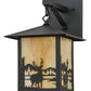 Meyda Lighting Seneca 9" Textured Black Deer Creek Hanging Wall Sconce With Beige Art Shade Glass