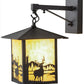Meyda Lighting Seneca 9" Textured Black Deer Creek Hanging Wall Sconce With Beige Art Shade Glass