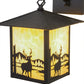 Meyda Lighting Seneca 9" Textured Black Deer Creek Hanging Wall Sconce With Beige Art Shade Glass