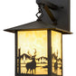 Meyda Lighting Seneca 9" Textured Black Deer Creek Hanging Wall Sconce With Beige Art Shade Glass