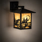 Meyda Lighting Seneca 9" Textured Black Fly Fisherman Solid Mount Wall Sconce With Beige Shade Glass