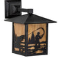 Meyda Lighting Seneca 9" Textured Black Fly Fisherman Solid Mount Wall Sconce With Beige Shade Glass
