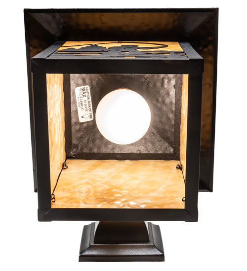 Meyda Lighting Seneca 9" Textured Black Fly Fisherman Solid Mount Wall Sconce With Beige Shade Glass