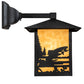 Meyda Lighting Seneca 9" Textured Black Fly Fisherman Solid Mount Wall Sconce With Beige Shade Glass