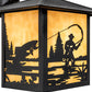 Meyda Lighting Seneca 9" Textured Black Fly Fisherman Solid Mount Wall Sconce With Beige Shade Glass