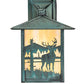 Meyda Lighting Seneca 9" Verdigris Deer Creek Solid Mount Wall Sconce With Beige Art Shade Glass