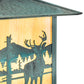 Meyda Lighting Seneca 9" Verdigris Deer Creek Solid Mount Wall Sconce With Beige Art Shade Glass