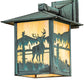 Meyda Lighting Seneca 9" Verdigris Deer Creek Solid Mount Wall Sconce With Beige Art Shade Glass