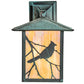 Meyda Lighting Seneca 9" Verdigris Solid Mount Wall Sconce With Beige Art Shade Glass