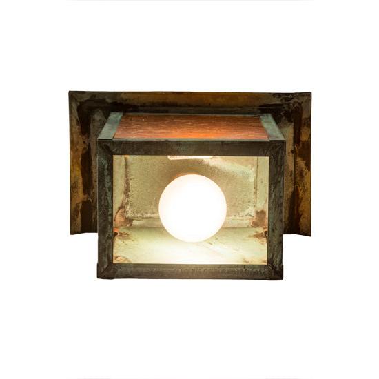 Meyda Lighting Seneca 9" Verdigris Wall Sconce With Amber Mica Shade Glass