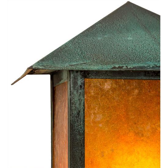 Meyda Lighting Seneca 9" Verdigris Wall Sconce With Amber Mica Shade Glass