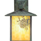 Meyda Lighting Seneca 9" Verdigris Winter Pine Solid Mount Wall Sconce With Beige Art Shade Glass