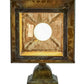 Meyda Lighting Seneca 9" Verdigris Winter Pine Solid Mount Wall Sconce With Beige Art Shade Glass