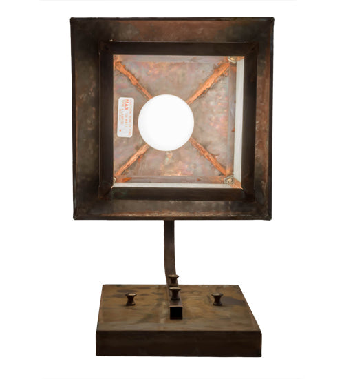 Meyda Lighting Seneca 9" Vintage Copper Double Bar Mission Curved Arm Hanging Wall Sconce With White Art Shade Glass