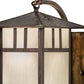 Meyda Lighting Seneca 9" Vintage Copper Double Bar Mission Curved Arm Hanging Wall Sconce With White Art Shade Glass
