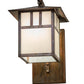 Meyda Lighting Seneca 9" Vintage Copper Double Bar Mission Curved Arm Hanging Wall Sconce With White Art Shade Glass