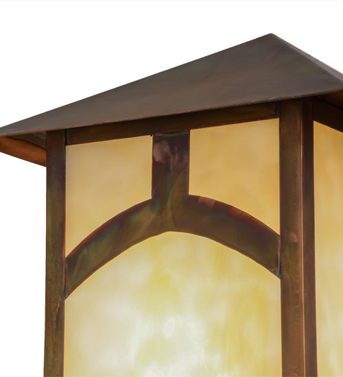 Meyda Lighting Seneca 9" Vintage Copper Hill Top Wall Sconce With Beige Art Shade Glass