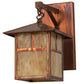 Meyda Lighting Seneca 9" Vintage Copper "T" Mission Hanging Wall Sconce With Beige Art Shade Glass