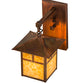 Meyda Lighting Seneca 9" Vintage Copper "T" Mission Hanging Wall Sconce With Beige Art Shade Glass