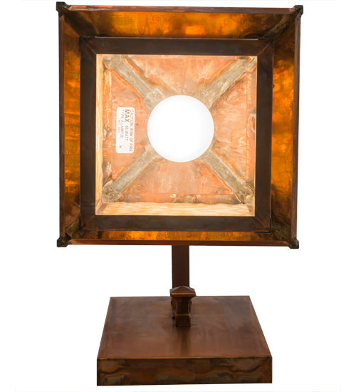 Meyda Lighting Seneca 9" Vintage Copper "T" Mission Hanging Wall Sconce With Beige Art Shade Glass
