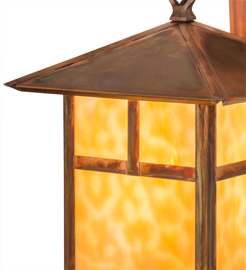 Meyda Lighting Seneca 9" Vintage Copper "T" Mission Hanging Wall Sconce With Beige Art Shade Glass