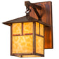 Meyda Lighting Seneca 9" Vintage Copper "T" Mission Hanging Wall Sconce With Beige Art Shade Glass