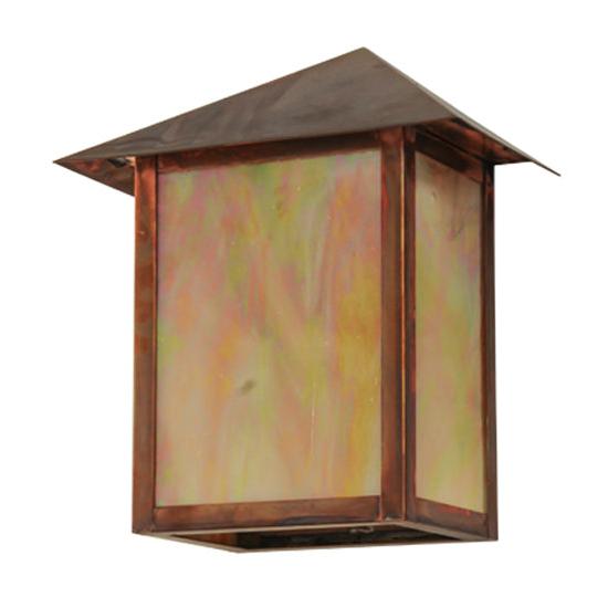 Meyda Lighting Seneca 9" Vintage Copper Wall Sconce With Beige Iridescent Shade Glass