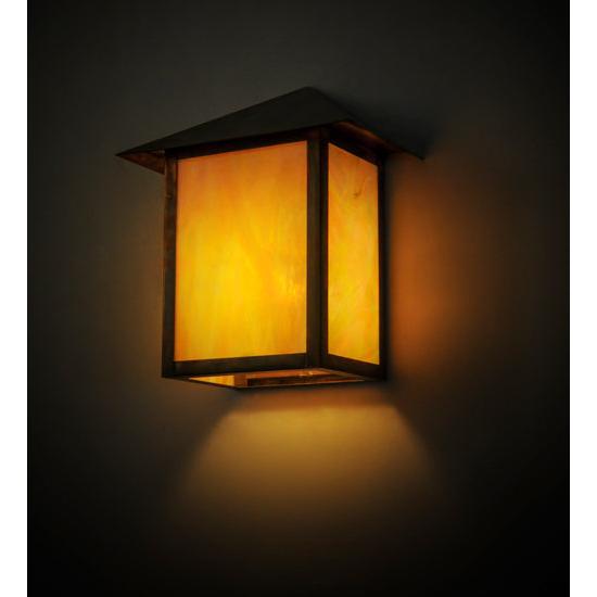 Meyda Lighting Seneca 9" Vintage Copper Wall Sconce With Beige Iridescent Shade Glass