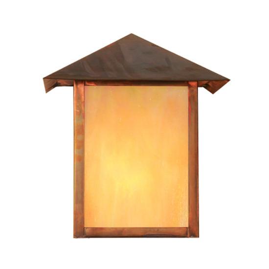 Meyda Lighting Seneca 9" Vintage Copper Wall Sconce With Beige Iridescent Shade Glass