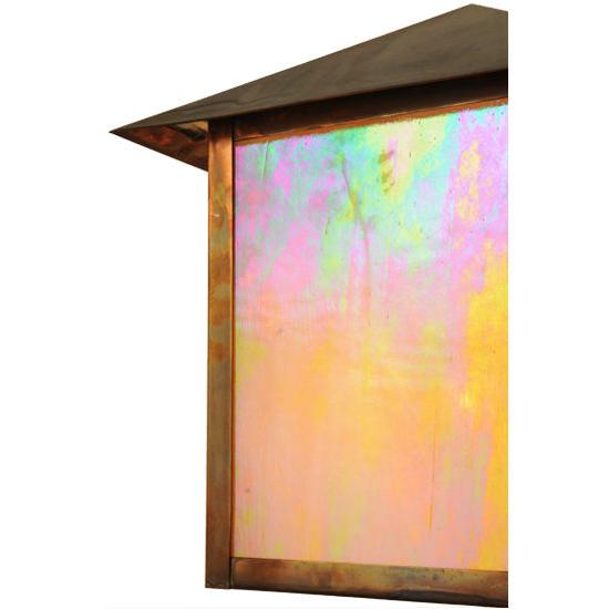 Meyda Lighting Seneca 9" Vintage Copper Wall Sconce With Beige Iridescent Shade Glass