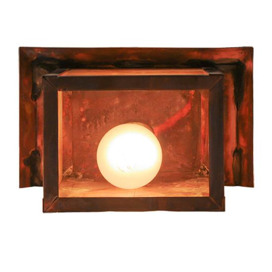 Meyda Lighting Seneca 9" Vintage Copper Wall Sconce With Beige Iridescent Shade Glass
