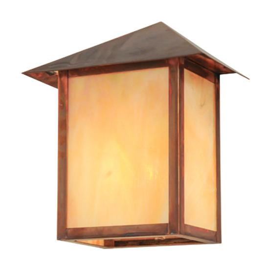 Meyda Lighting Seneca 9" Vintage Copper Wall Sconce With Beige Iridescent Shade Glass