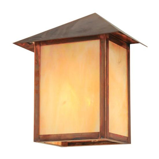 Meyda Lighting Seneca 9" Vintage Copper Wall Sconce With Beige Iridescent Shade Glass