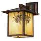 Meyda Lighting Seneca 9" Vintage Copper Winter Pine Solid Mount Wall Sconce With Beige Iridescent Shade Glass