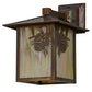 Meyda Lighting Seneca 9" Vintage Copper Winter Pine Solid Mount Wall Sconce With Beige Iridescent Shade Glass