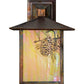 Meyda Lighting Seneca 9" Vintage Copper Winter Pine Solid Mount Wall Sconce With Beige Iridescent Shade Glass