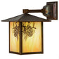 Meyda Lighting Seneca 9" Vintage Copper Winter Pine Solid Mount Wall Sconce With Beige Iridescent Shade Glass