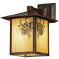Meyda Lighting Seneca 9" Vintage Copper Winter Pine Solid Mount Wall Sconce With Beige Iridescent Shade Glass