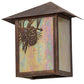 Meyda Lighting Seneca 9" Vintage Copper Winter Pine Wall Sconce With Beige Iridescent Shade Glass